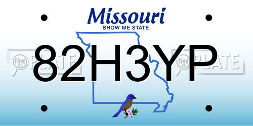 82H3YP Missouri License Plate
