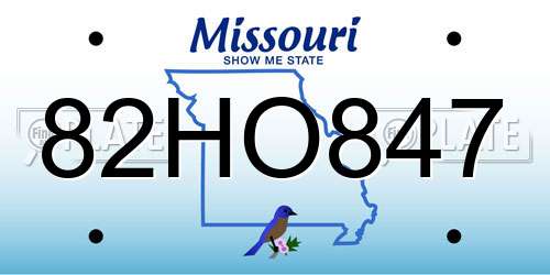 82HO847 Missouri License Plate