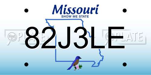 82J3LE Missouri License Plate