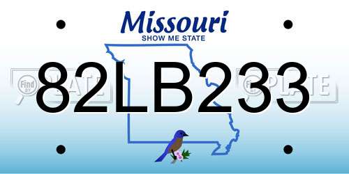 82LB233 Missouri License Plate