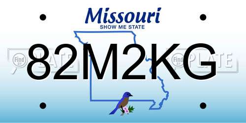 82M2KG Missouri License Plate