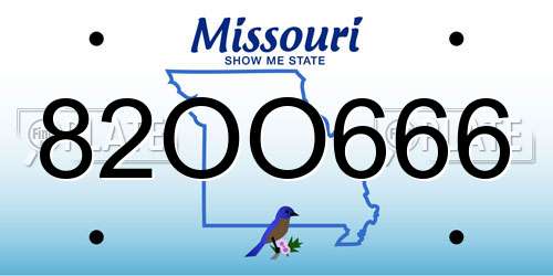 82OO666 Missouri License Plate