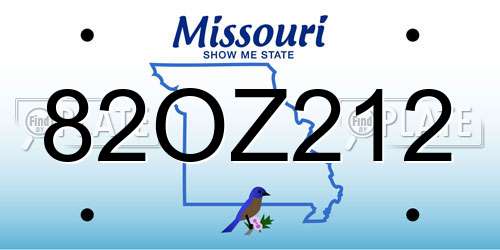 82OZ212 Missouri License Plate