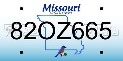 82OZ665 Missouri License Plate