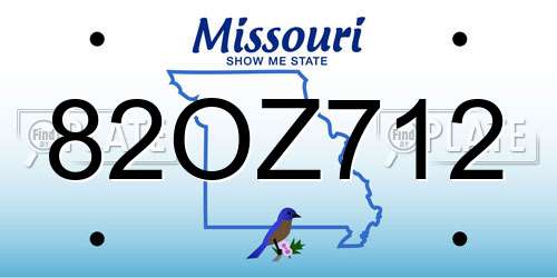 82OZ712 Missouri License Plate