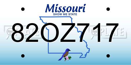 82OZ717 Missouri License Plate