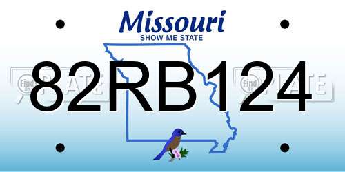 82RB124 Missouri License Plate