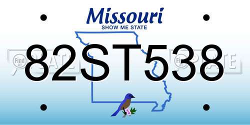 82ST538 Missouri License Plate