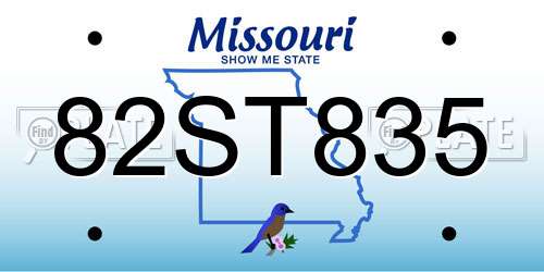 82ST835 Missouri License Plate