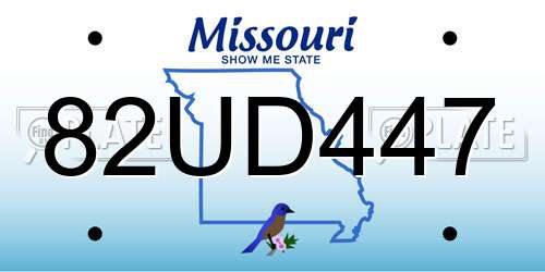 82UD447 Missouri License Plate