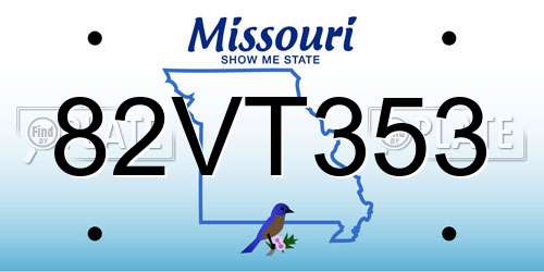 82VT353 Missouri License Plate