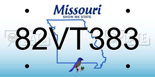 82VT383 Missouri License Plate
