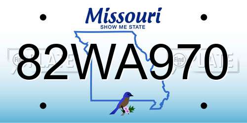 82WA970 Missouri License Plate