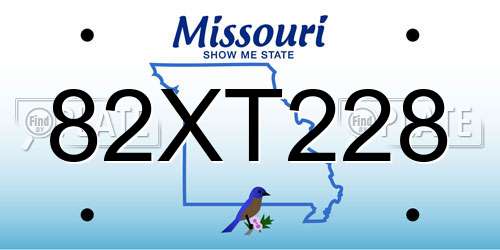 82XT228 Missouri License Plate
