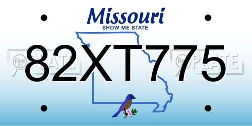 82XT775 Missouri License Plate