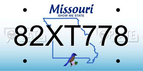 82XT778 Missouri License Plate