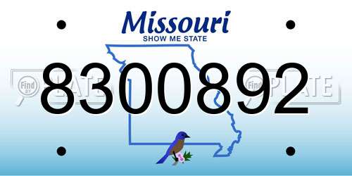 8300892 Missouri License Plate