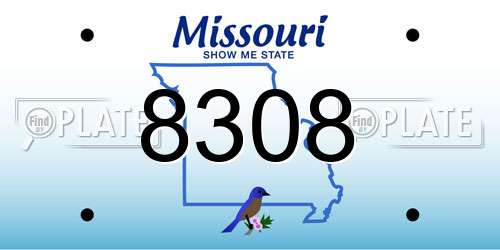 8308 Missouri License Plate