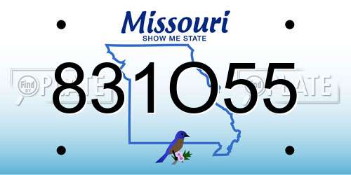 831O55 Missouri License Plate