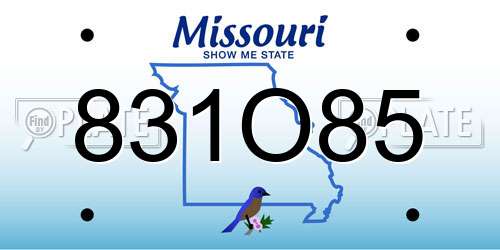 831O85 Missouri License Plate