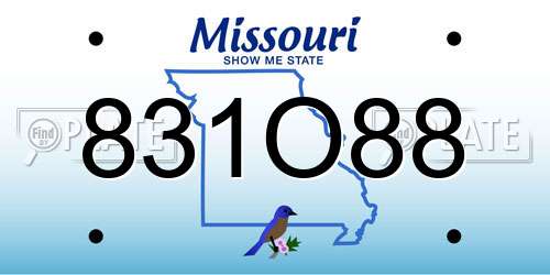 831O88 Missouri License Plate