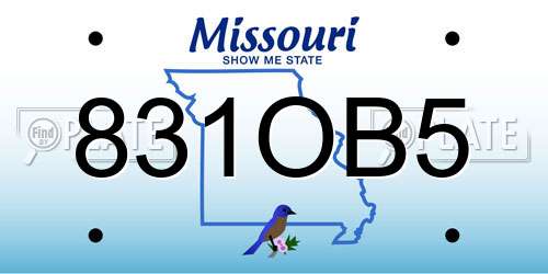 831OB5 Missouri License Plate