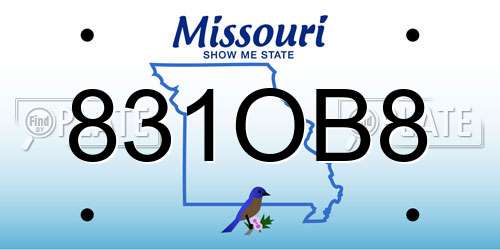 831OB8 Missouri License Plate