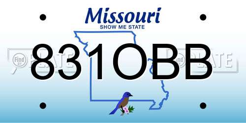 831OBB Missouri License Plate