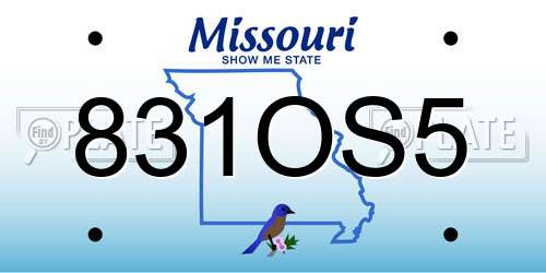 831OS5 Missouri License Plate