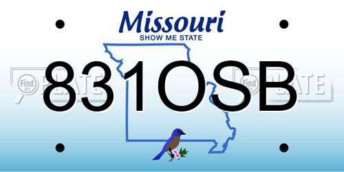 831OSB Missouri License Plate