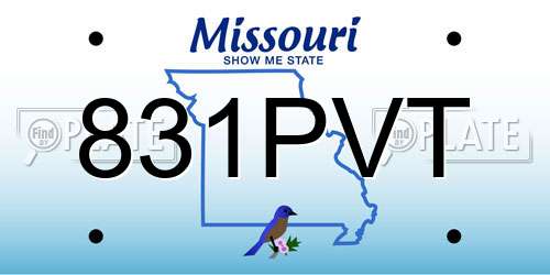 831PVT Missouri License Plate
