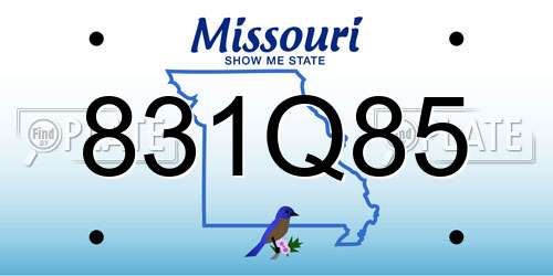 831Q85 Missouri License Plate