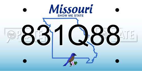831Q88 Missouri License Plate