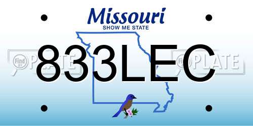 833LEC Missouri License Plate