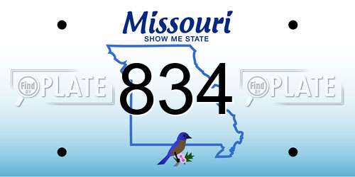 834 Missouri License Plate
