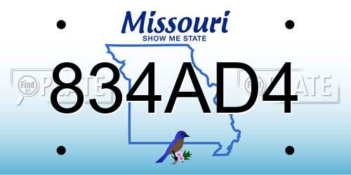 834AD4 Missouri License Plate