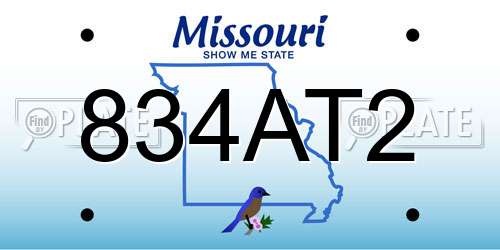 834AT2 Missouri License Plate