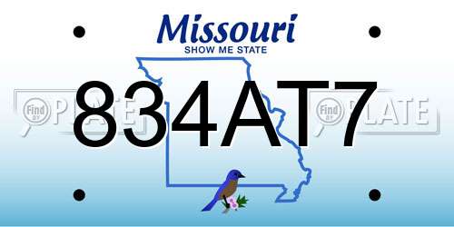 834AT7 Missouri License Plate