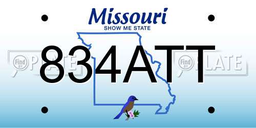 834ATT Missouri License Plate