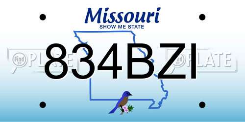 834BZI Missouri License Plate