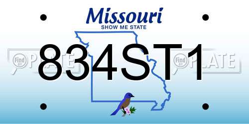 834ST1 Missouri License Plate