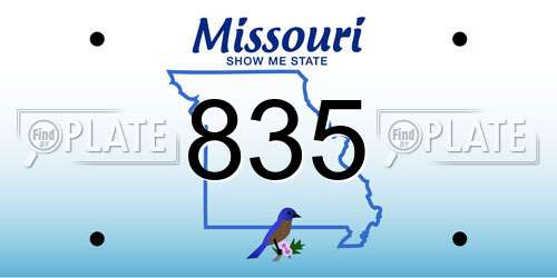 835 Missouri License Plate