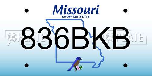 836BKB Missouri License Plate