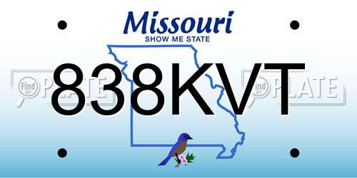 838KVT Missouri License Plate