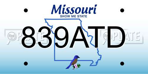 839ATD Missouri License Plate