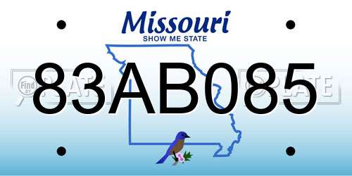 83AB085 Missouri License Plate