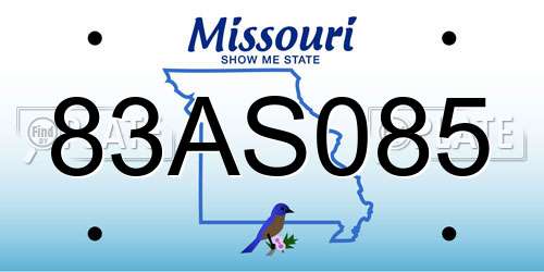 83AS085 Missouri License Plate