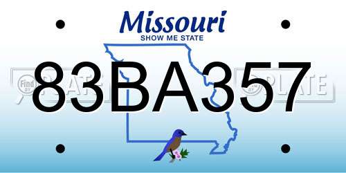 83BA357 Missouri License Plate