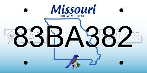 83BA382 Missouri License Plate