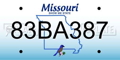 83BA387 Missouri License Plate